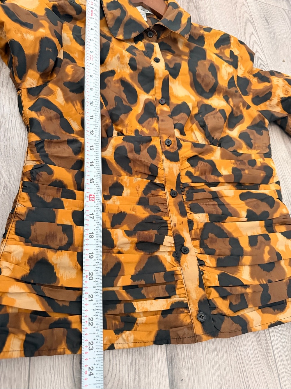 WD.NY Leopard Print Button-Front Blouse in Brown and Black - Picture 9 of 12